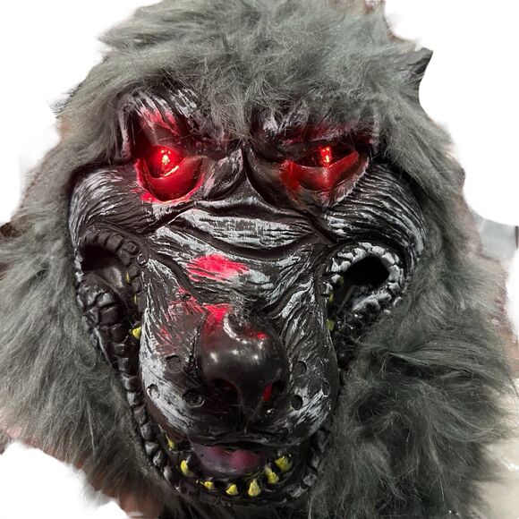Boys Werewolf Costume with Light Up Mask Full Set Gloves, Shoe Covers, Tail - Picture 4 of 5